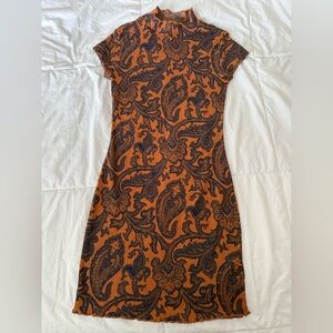 Urban Outfitters Orange and Navy Paisley Dress